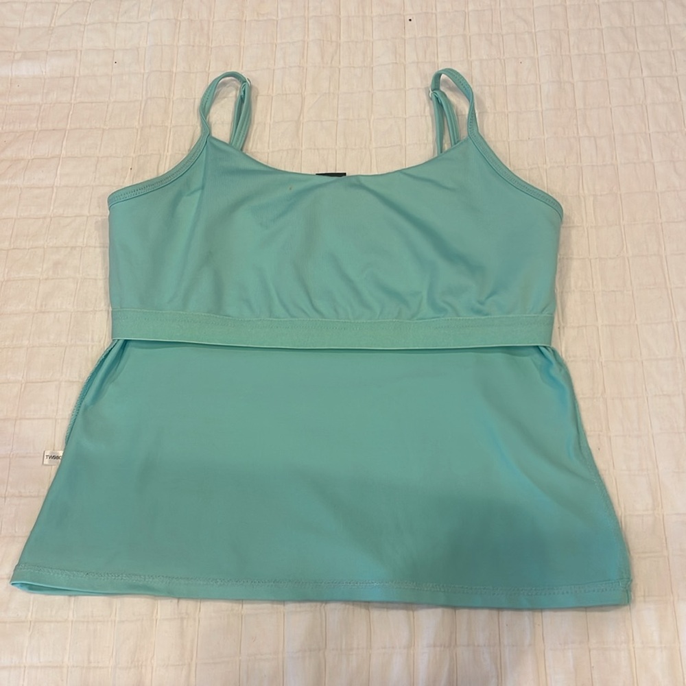 New York & company camisole adjustable spaghetti straps shelf bra turquoise M - Picture 5 of 8